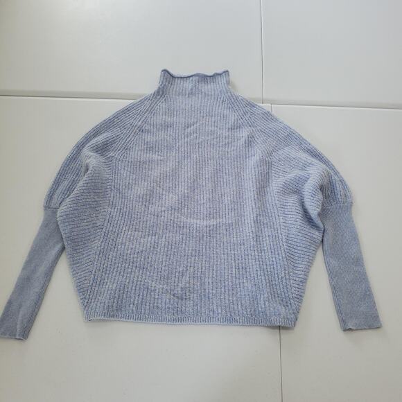 Club Monaco Sweater Womens XS Light Blue Cashmere Ribbed Mock Neck Pullover - Picture 1 of 8